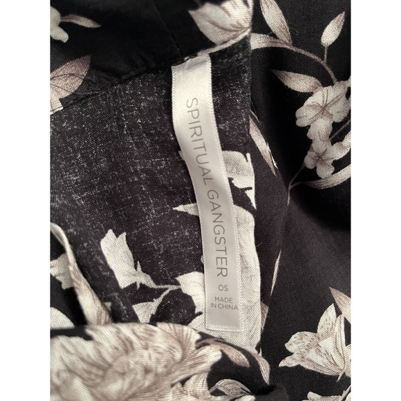 Spiritual Gangster Maya Black Floral Tie Front Kimono Robe Cover Up Duster OS‎ - Picture 4 of 8